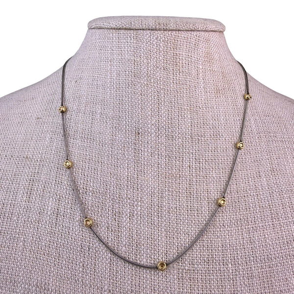 Sterling Silver Womens Two-Tone Beaded Necklace 925 & Gold Plated