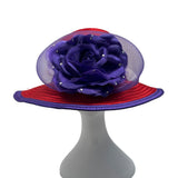 Red & Purple Womens Polyester Hat With Decorative Flower