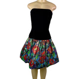 Morton Myles Womens Black Velvet Strapless Floral Metallic Mini Dress Size 8
