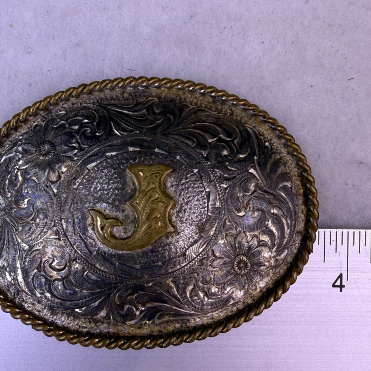 Montana Silversmiths Mens Two Tone Sterling Silver-Plate Belt Buckle Western