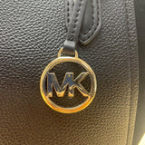 Michael Kors Women’s Black Leather With Logo Accents Portia Small Tote Bag