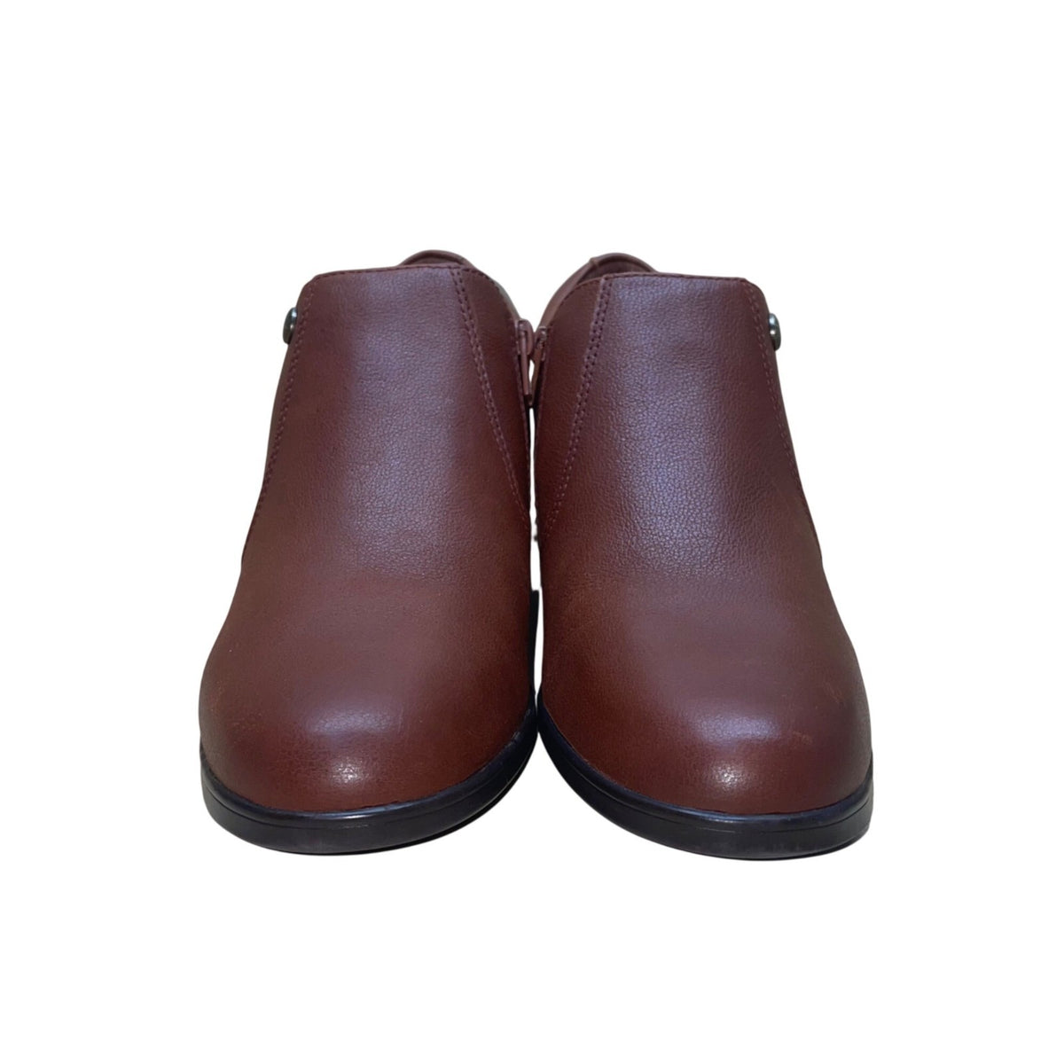 Clarks Women’s Brown Faux Leather Block Heel Emily2 Reyna Ankle Booties Size 10