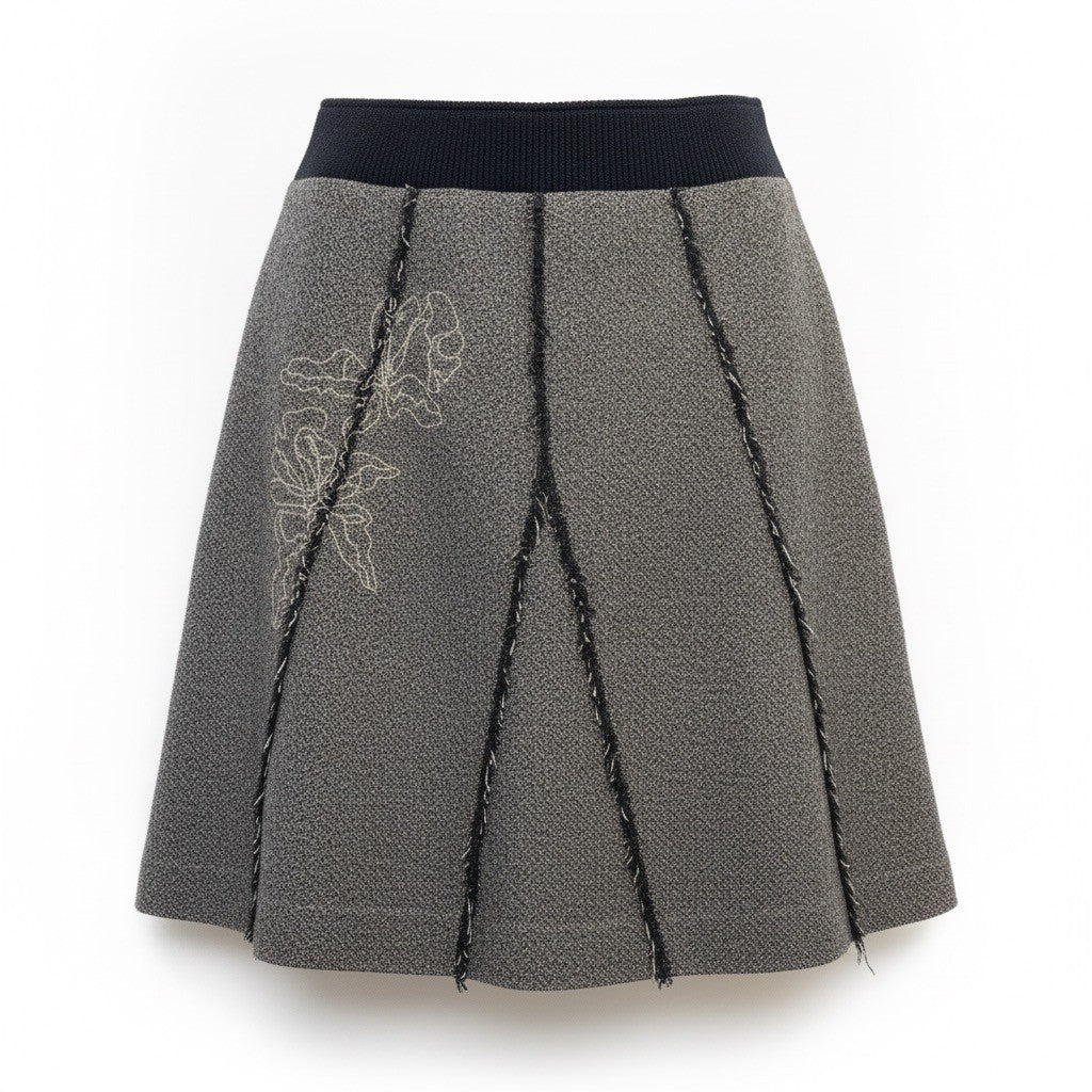 Cato Womens Gray & Black Floral Embroidered A-Line Mini Skirt Size 20W