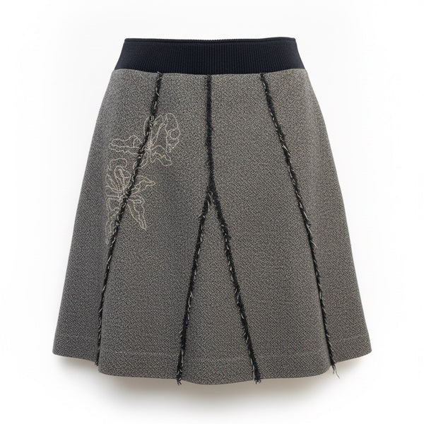 Cato Womens Gray & Black Floral Embroidered A-Line Mini Skirt Size 20W