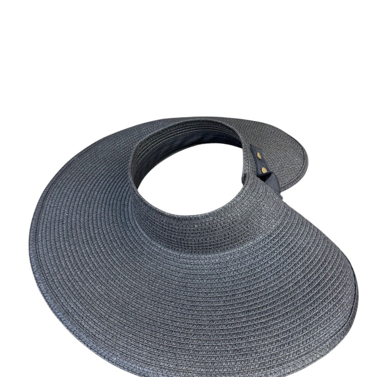 Shade & Shore Womens Black Straw Adjustable Wide Brim Visor Sun Hat