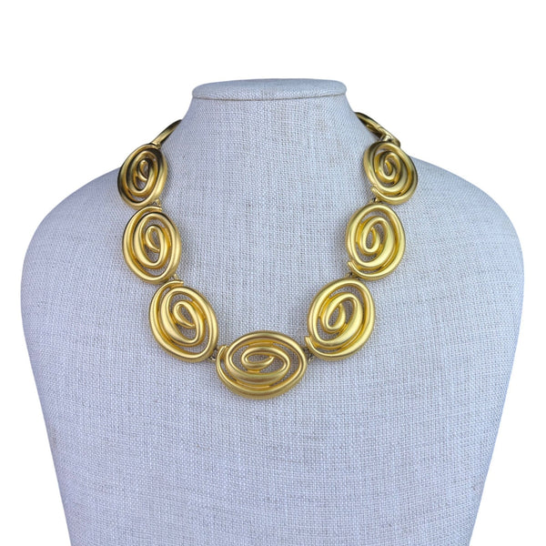 Anne Klein Womens Gold Tone Metal Swirl Statement Necklaces Adjustable