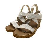 Skechers Women’s White Arch Fit Comfort Cork Sole Slip-On Wedge Sandals Size 9US