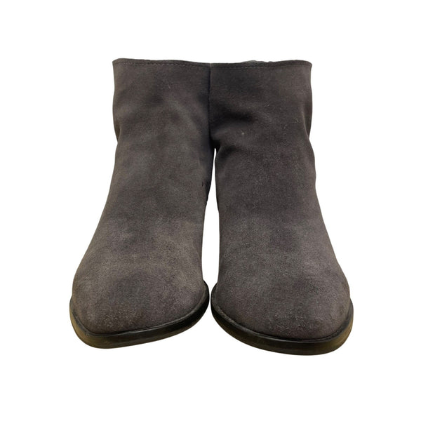 Vita Women’s Gray Suede With Back Zipper Block Heel Ankle Boots Size 8