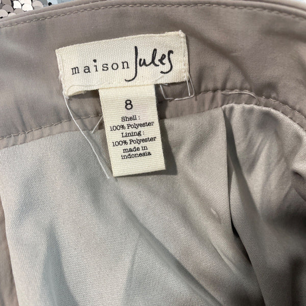 Maison Jules Women's Gray Sequin High Waist Zip Up Skirt Sz 8