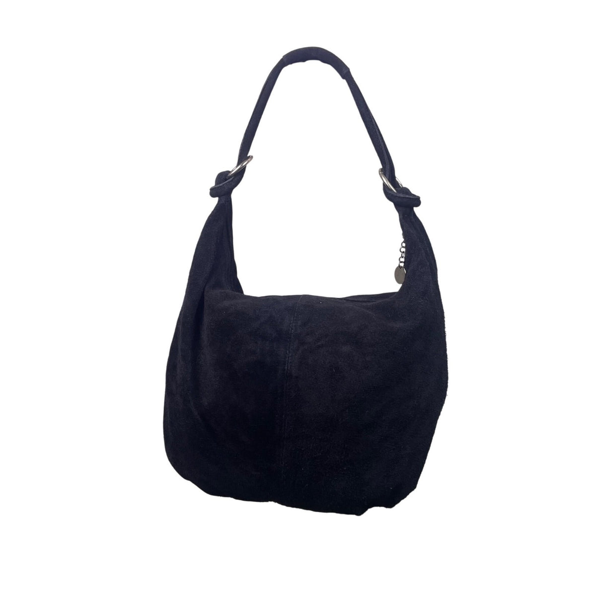 Casper Women’s Black Suede Soft Interior Pocket Silver Hardware Classic Hobo Bag