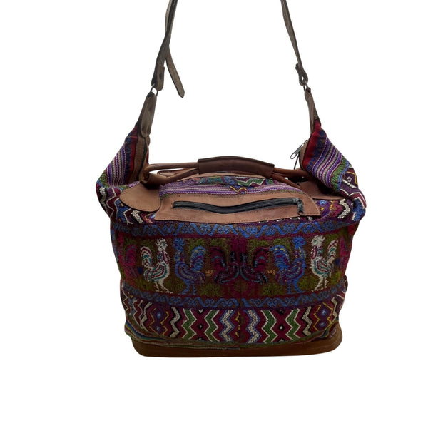 Women’s Colorful Handwoven Shoulder Bag With Adjustable Leather Strap & Zipper
