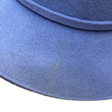 Vintage Adolfo II Womens Light Blue Wool Wide-Brim Hat Floral Accent Retro Style
