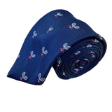 Raleigh Mens Navy Polyester Tie Tennis Racket Embroidered Pattern Club Style