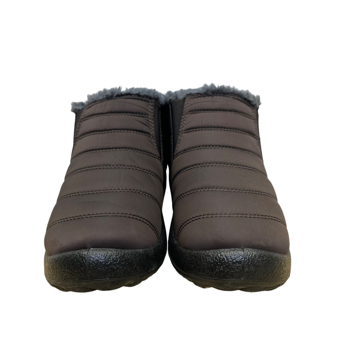 BJ Men’s Brown Quilted Slip-On Fleece-Lined Winter Boots Size 8.5US