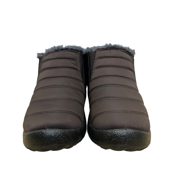 BJ Men’s Brown Quilted Slip-On Fleece-Lined Winter Boots Size 8.5US