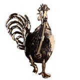 Vintage  Womens Gold Tone Metal Rooster Brooch With Green Jade Accents