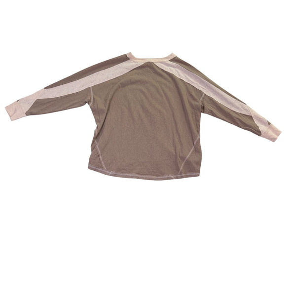 Easel Womens Taupe Beige Long Sleeve Colorblock Knit Top Size M