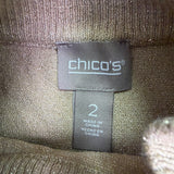 Chicos Womens Gold Metallic Knit Mock Neck Sweater Long Sleeve Classic Fit Sz 2