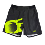 Nike Mens Grey Tennis Shorts With Neon Yellow Graphic Dri-Fit Standard Fit Sz L