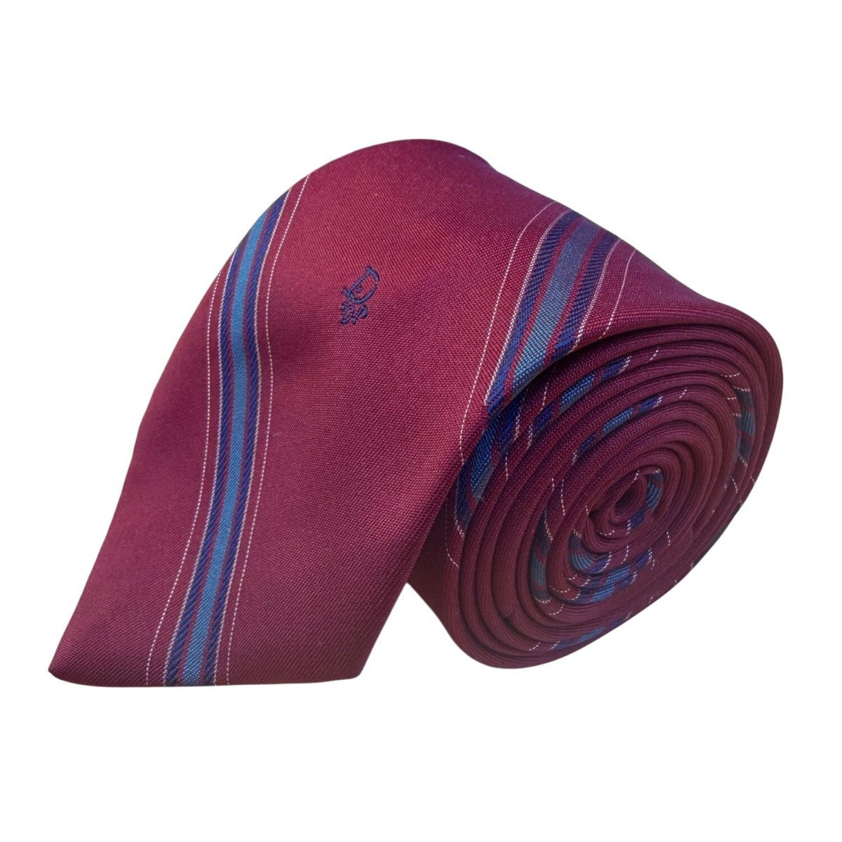 Christian Dior Mens Maroon Striped Polyester/Silk Classic Tie