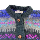 Snowfox Women’s Blue & Purple Handmade Knitted Cardigan From Nepal