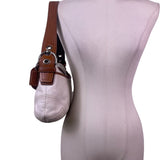 Coach Women’s White & Brown Leather Buckle Flap Detail Shoulder Bag