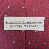 Zylos Platinum Mens Burgundy 100% Silk Dot Pattern Necktie George Machado Design