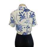 Industry Women's White With  Blue Floral Print Button Up Shirt Sz  XS- NWT