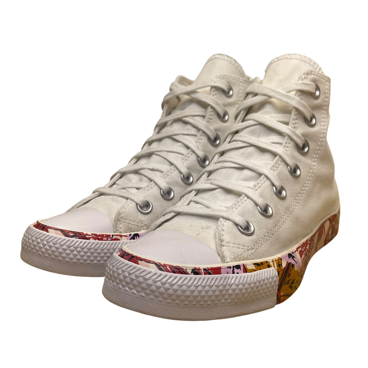 Converse Women’s White Canvas Tropical Print Sole High-Top Sneakers Size 7