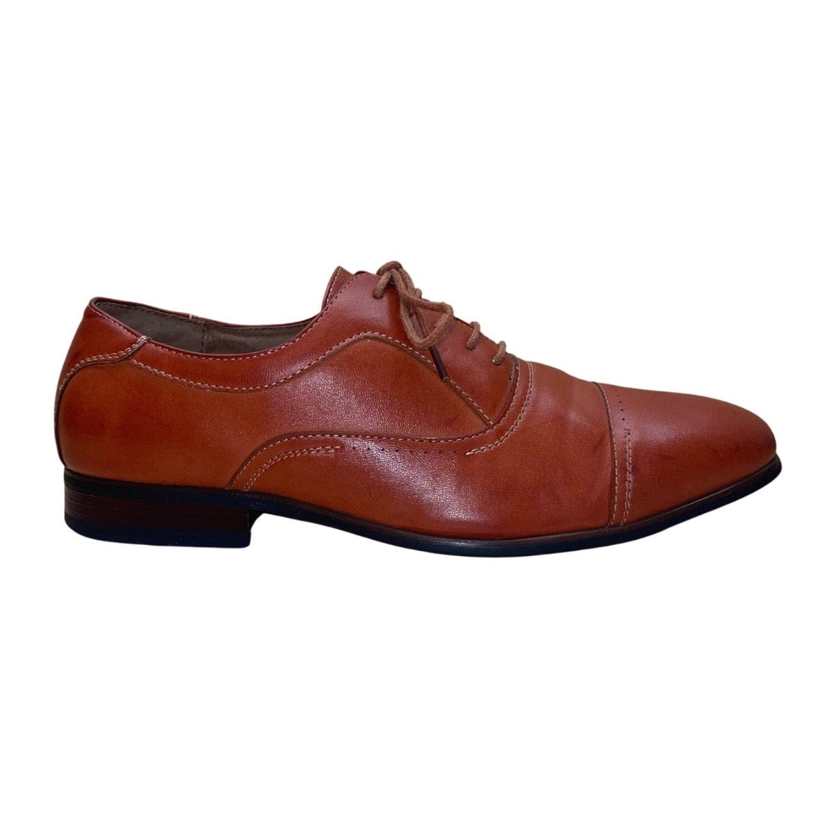 Ferro Aldo Men’s Cognac Leather Lined Lace Up Oxford Dress Shoes Size 7