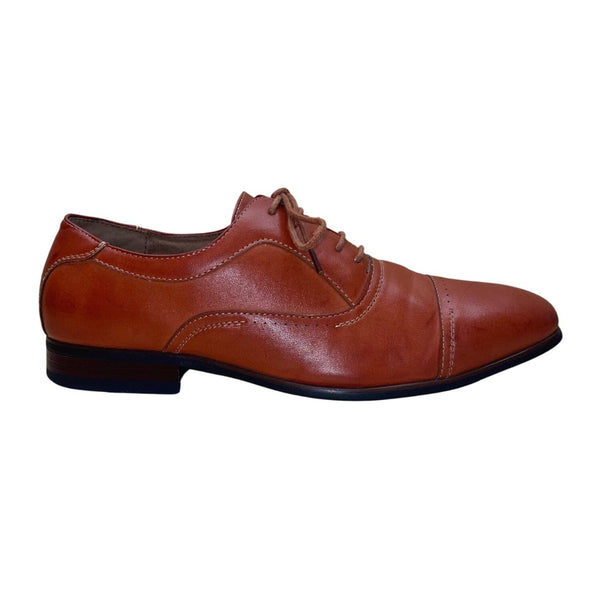 Ferro Aldo Men’s Cognac Leather Lined Lace Up Oxford Dress Shoes Size 7