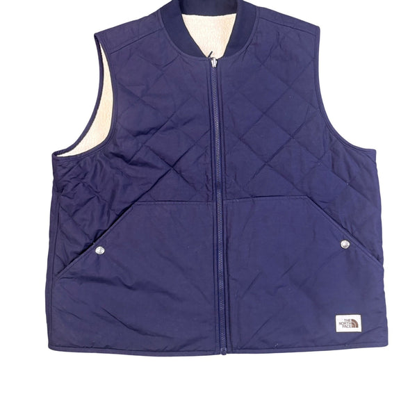 The North Face Mens Navy Quilted Vest With Full Zip Lightweight Jacket