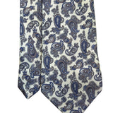 Christian Dior Mens White & Navy Silk Paisley Tie 57