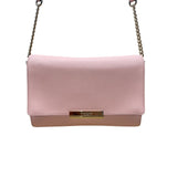 Kate Spade Women’s Pink Saffiano Leather Gold Chain Strap Flap Shoulder Bag