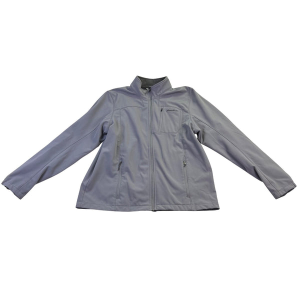 Eddie Bauer Mens Gray Fleece-Lined Softshell Jacket Lightweight Design Sz TXL