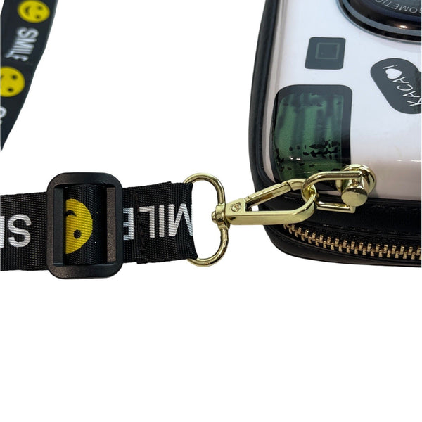 Fashion Women's White Kawai Camera Design With Smileys Strap Shoulder Bag Sz S