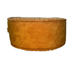 Women’s Mustard Vegan Leather Laser-Cut Adjustable Strap Round Crossbody Bag