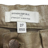 Banana Republic Womens Gold Metallic High-Rise Straight Jean Sz 27