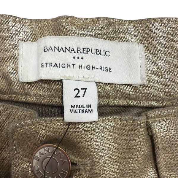 Banana Republic Womens Gold Metallic High-Rise Straight Jean Sz 27