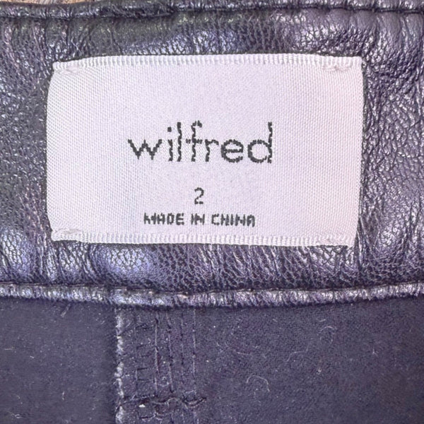 Wilfred Womens Black Faux Leather Straight Leg Pants Size 2
