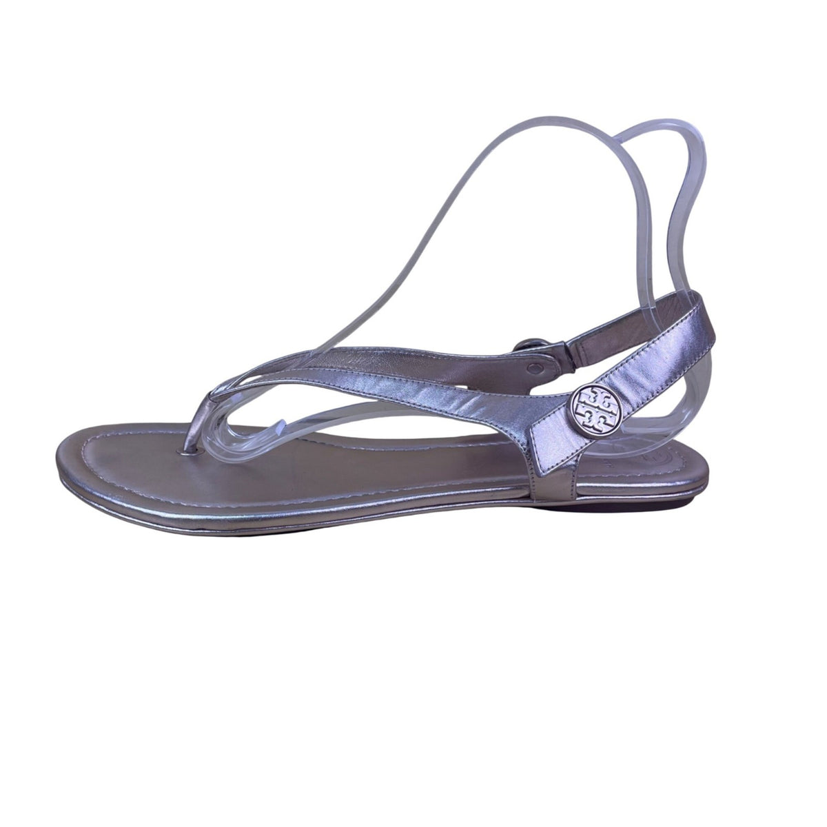Tory Burch Women’s Rose Gold Leather Logo Accent Thong Sandals Size 11M