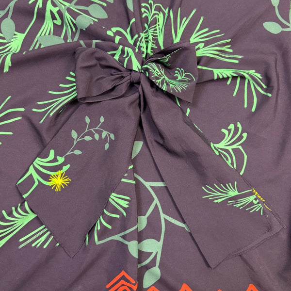 Nu New York Womens Black & Green Floral V-Neck Tie-Waist Dress Size S