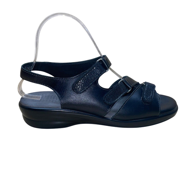 SAS Women’s Black Leather Adjustable Strap Tripad Comfort Sandals Size 7M