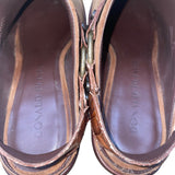 Donald Pliner Women’s Brown Suede Embossed Strap Mazzy Western Mules Size 5M
