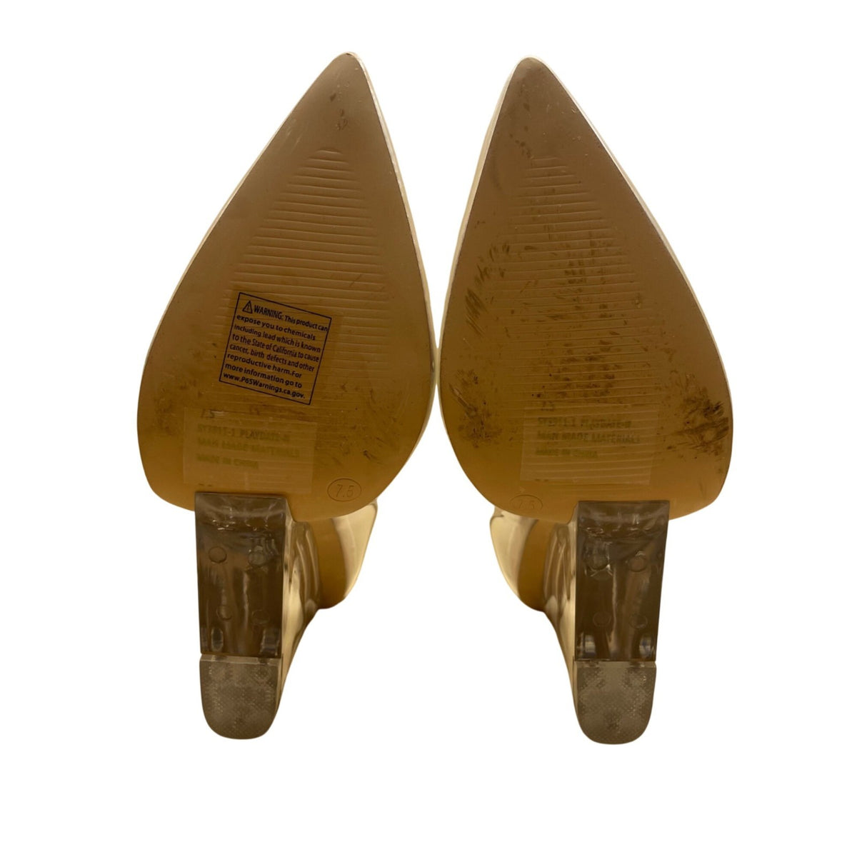 Fashion Nova Women’s Transparent & Nude Wedge Pointed Toe Slip-On Heels Size 7.5