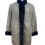 Silverman Furs Womens Black Mink Trim Leopard Print Coat Elegant Outerwear