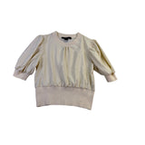 French Connection Womens Beige Puff Sleeve Blouse Lightweight Crewneck Sz M 