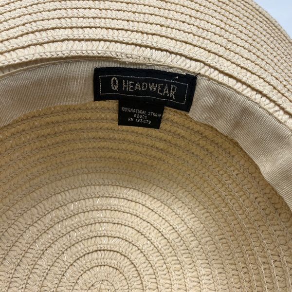 Head Wear Wide Brim Straw Sun Hat With Beaded & Shell Band For Women