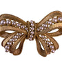 Vintage Trifari Womens Gold Tone Faux Pearl Ribbon Brooch Pin Bow Design