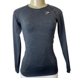 Gym Shark Women's Grey Stretchable Gym Running Long Sleeve Shirt Sz M